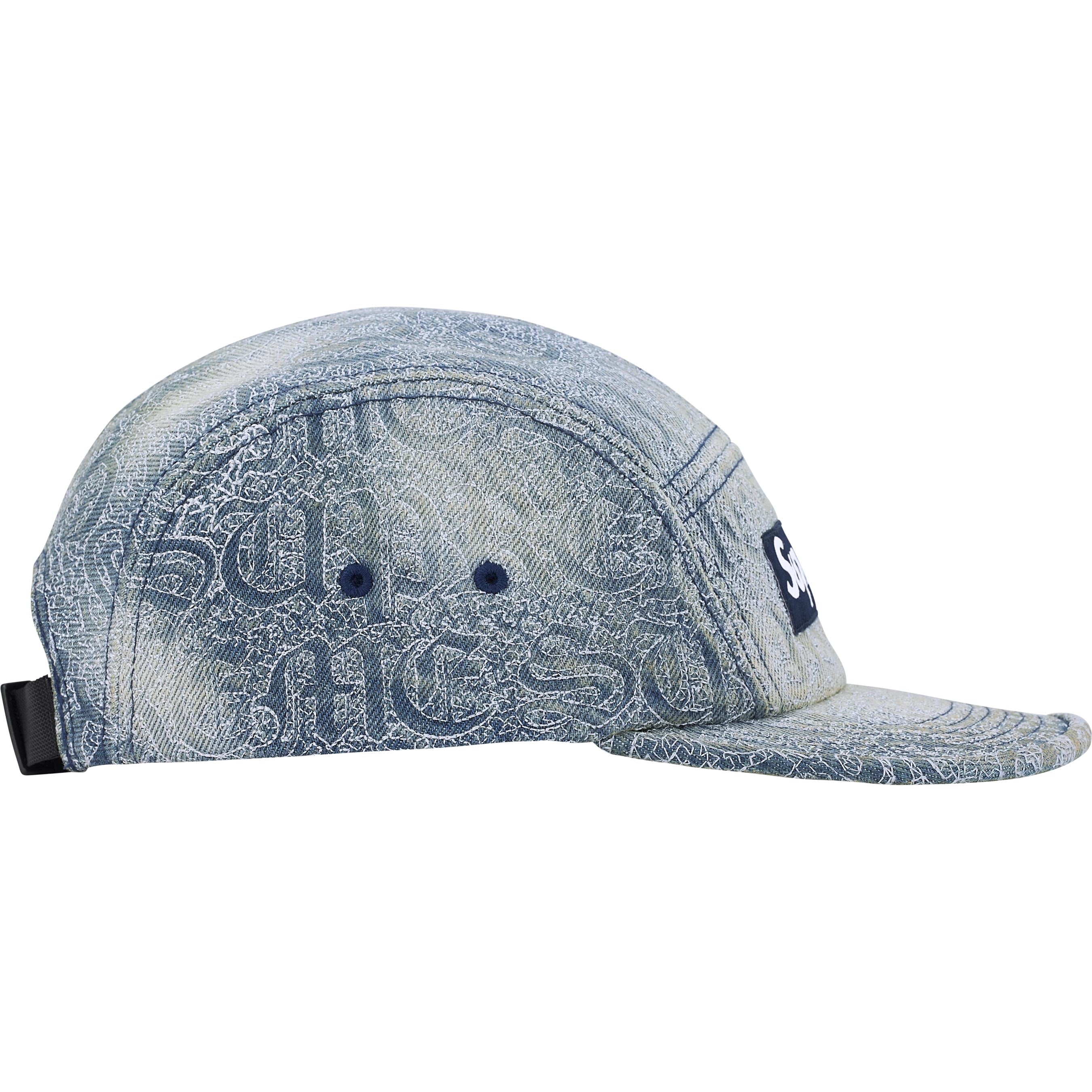 Stitched Old English Denim Camp Cap view 3